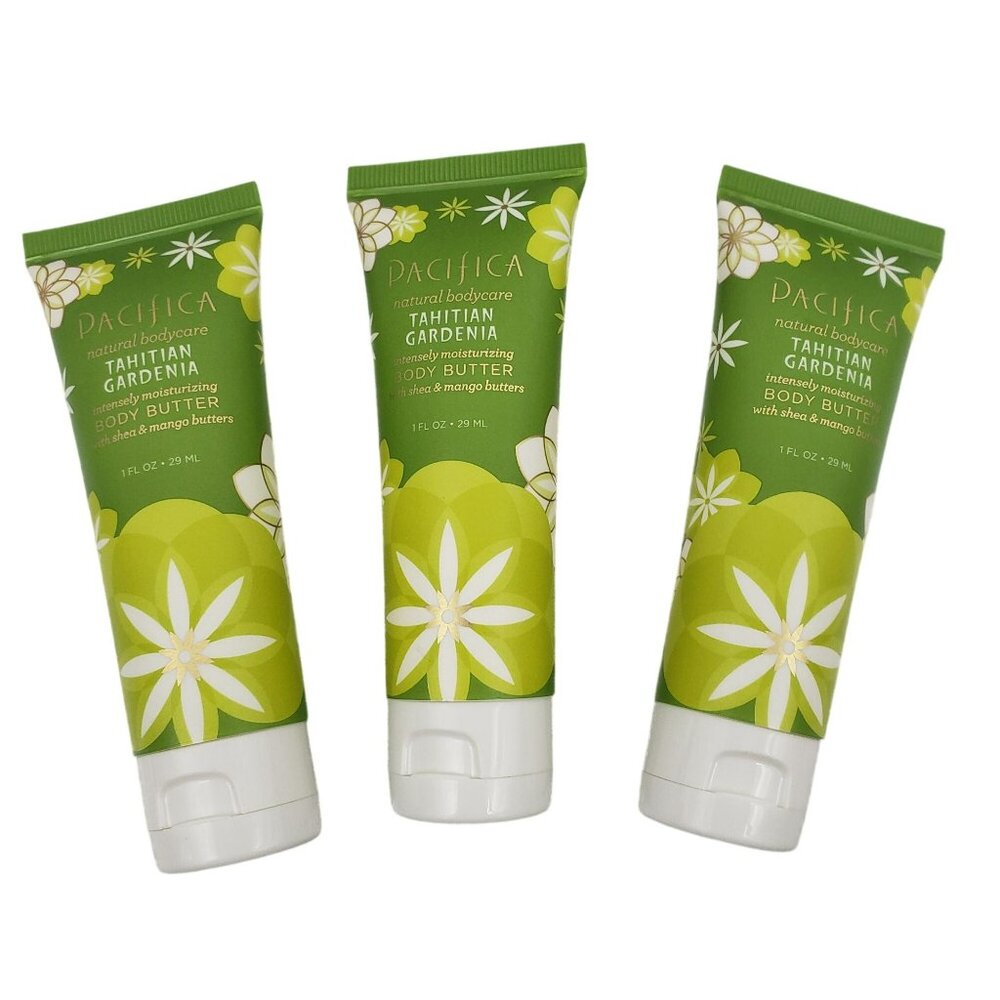 Lot of 3 NEW Pacifica Tahitian Gardenia Body Butter Travel Size 1 fl oz Vegan